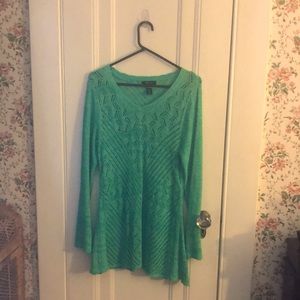 3/20$ Turquoise Crochet Flare Sweater